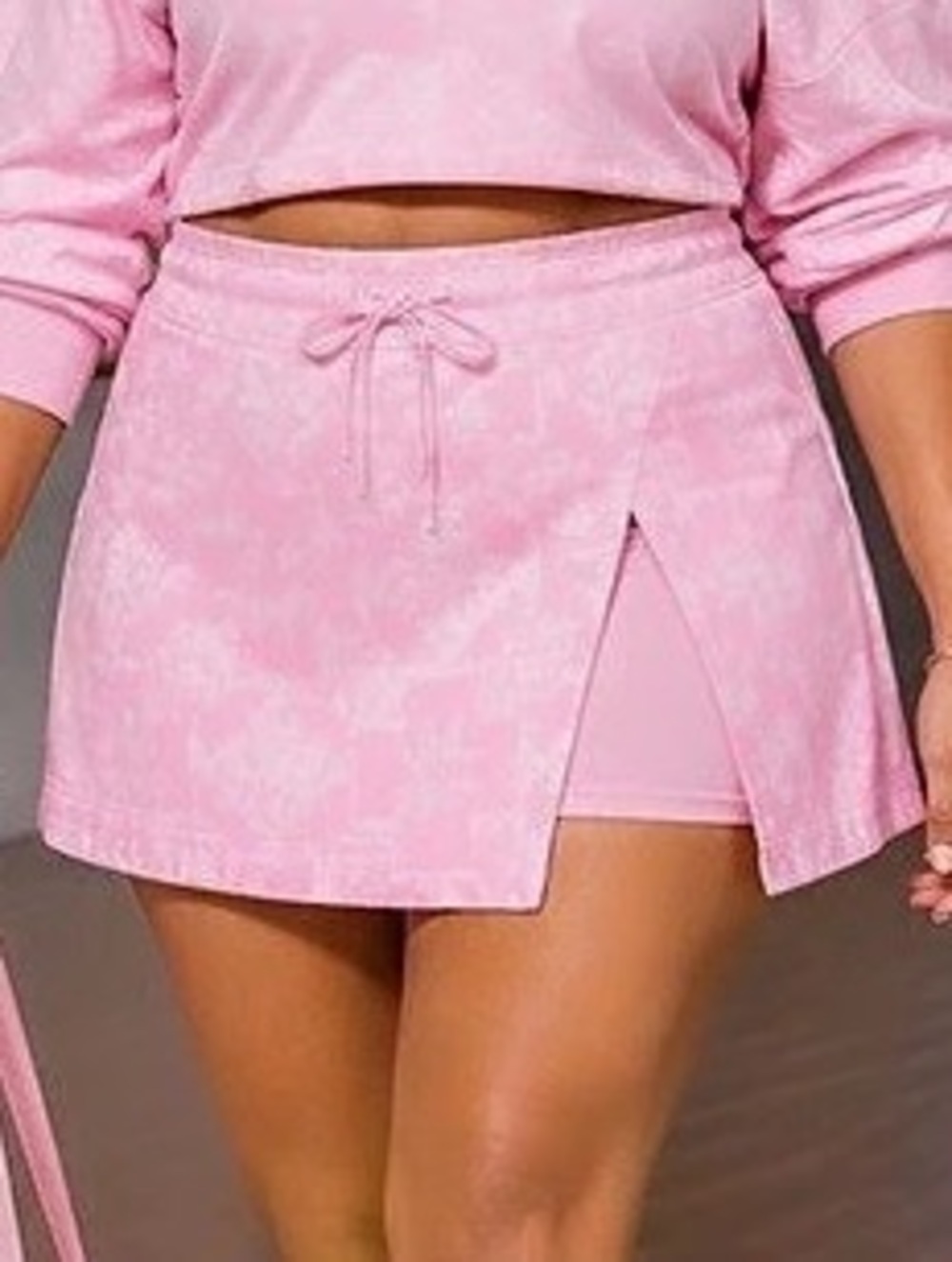 JoyLab Paisley Pink Jersey Mid-Rise Slit Skort